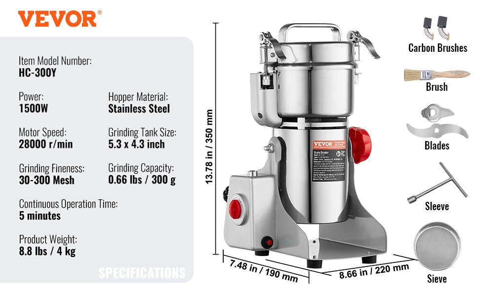 150-2500g Electric Grain Mill Grinder