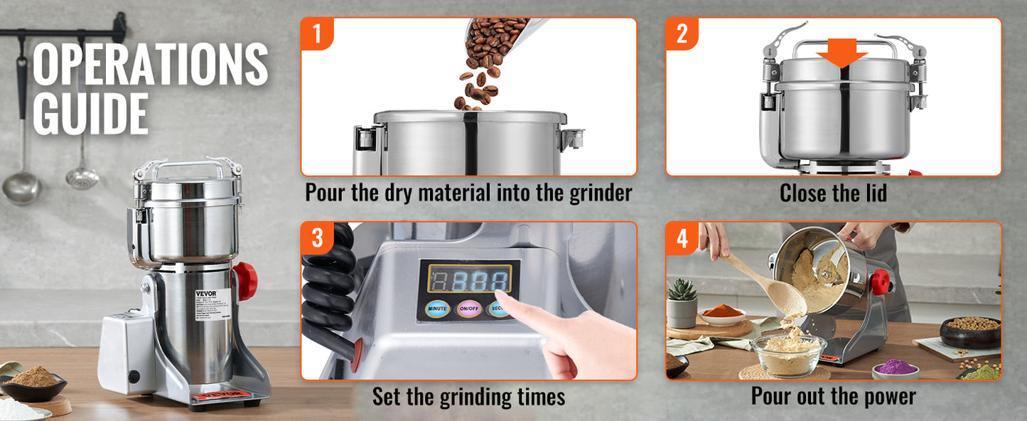 150-2500g Electric Grain Mill Grinder