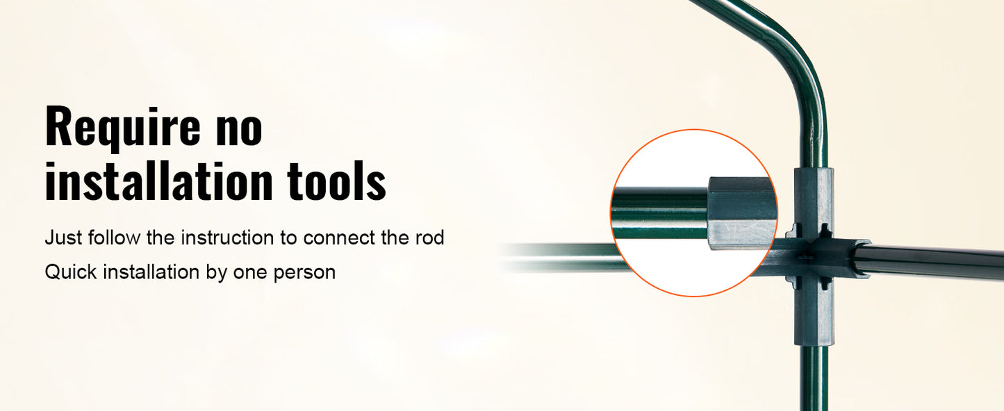 Walk-in Green House Greenhouse with Shelves High Strength PE Cover with Doors & Windows and Steel Frame for Planting