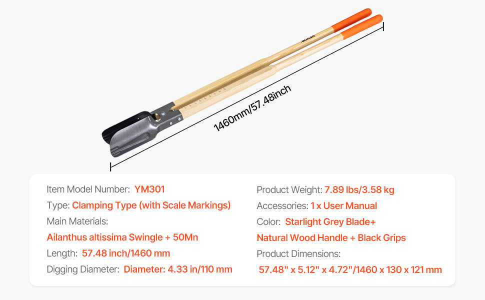 Post Hole Digger Heavy Duty Post Hole Digger Manual Hole Digger with Scale Markings Post Hole Digger for Digging Gardening