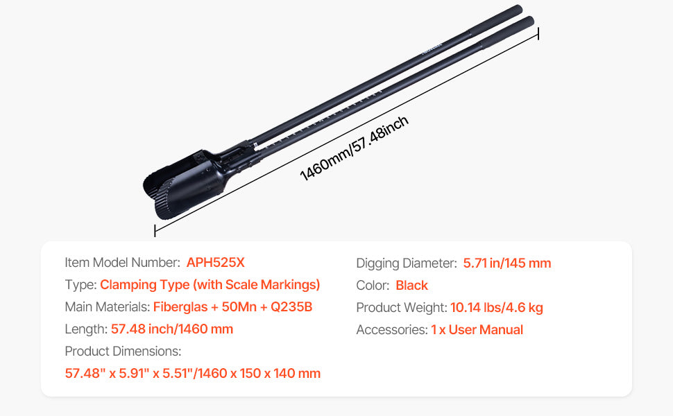 Post Hole Digger Heavy Duty Post Hole Digger Manual Hole Digger with Scale Markings Post Hole Digger for Digging Gardening