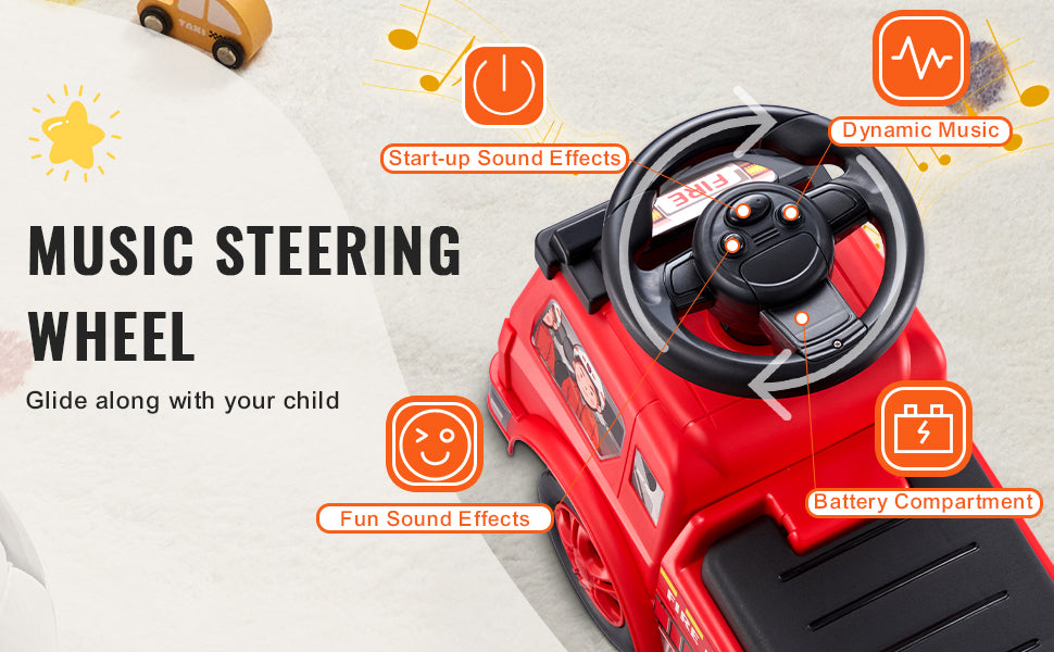 Ride On Push Car Kids Ride On Car with Music Steering Wheel & Under Seat Storage for Toddlers Ages 3-12 Ride Racer