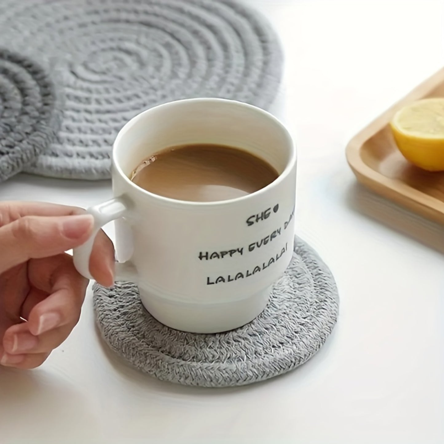 Cotton Woven Coaster, Japanese Hand-woven Thread Rope Placemat, Household Table Heat Insulation Table Mat, Office Desktop Coaste