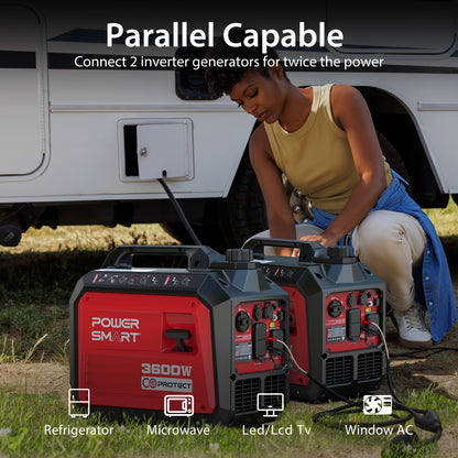 Generator, Camping Gear and Equipment, 3600 Watt Super Quiet Portable Inverter Generator, Gas Powered, RV Ready