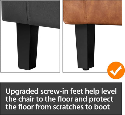 Accent Chairs Set of 2, Faux Leather Barrel Chairs