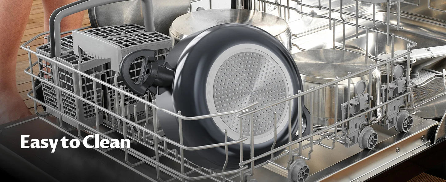 Induction Cookware Pots and Pans Set 10 Piece,  Dishwasher Safe Nonstick Cooking Pans, Stay-Cool Bakelite Handle