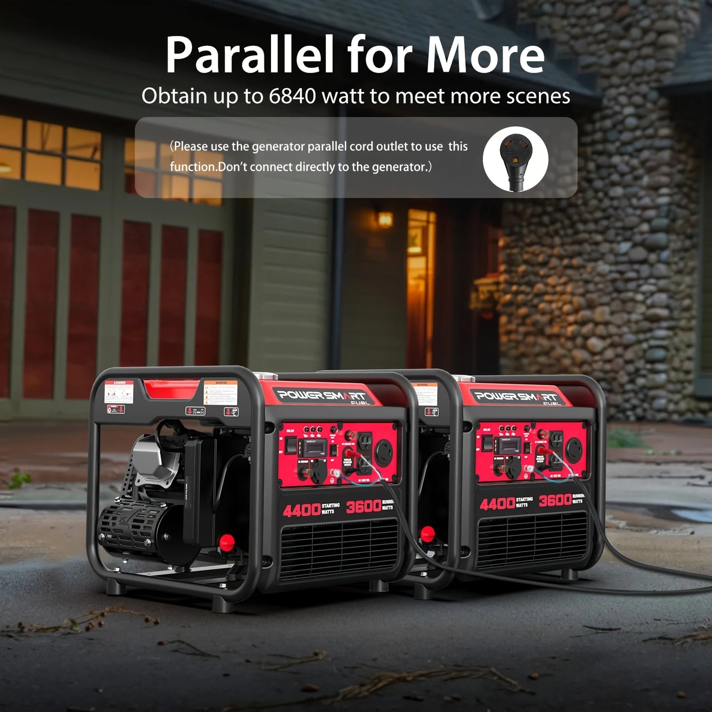 4400W Portable Generator with Inverter Technology, RV Ready 30A Outlet, Gas Powered, Lightweight & Quiet for Home Use