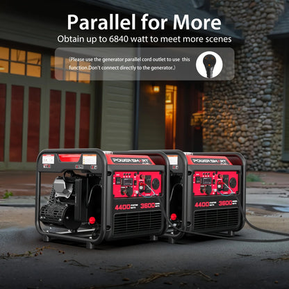 4400W Portable Generator with Inverter Technology, RV Ready 30A Outlet, Gas Powered, Lightweight & Quiet for Home Use