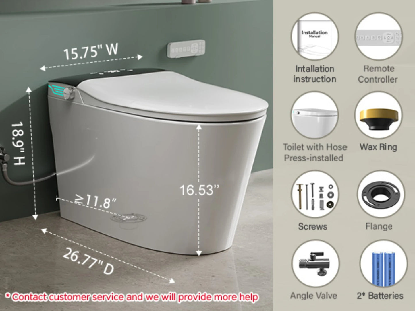 Elongated Smart Toilet with Bidet Built in, Foam Dispenser, Instant Warm Water, One-Piece Toilet with Dual Auto Flush in 1.28GPF