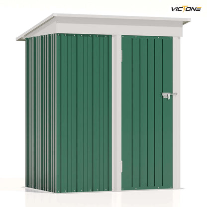 5x3 FT Outdoor Storage Shed, Tool Shed with Sloping Roof and Lockable Door, Metal Shed for Backyard Garden Patio Lawn