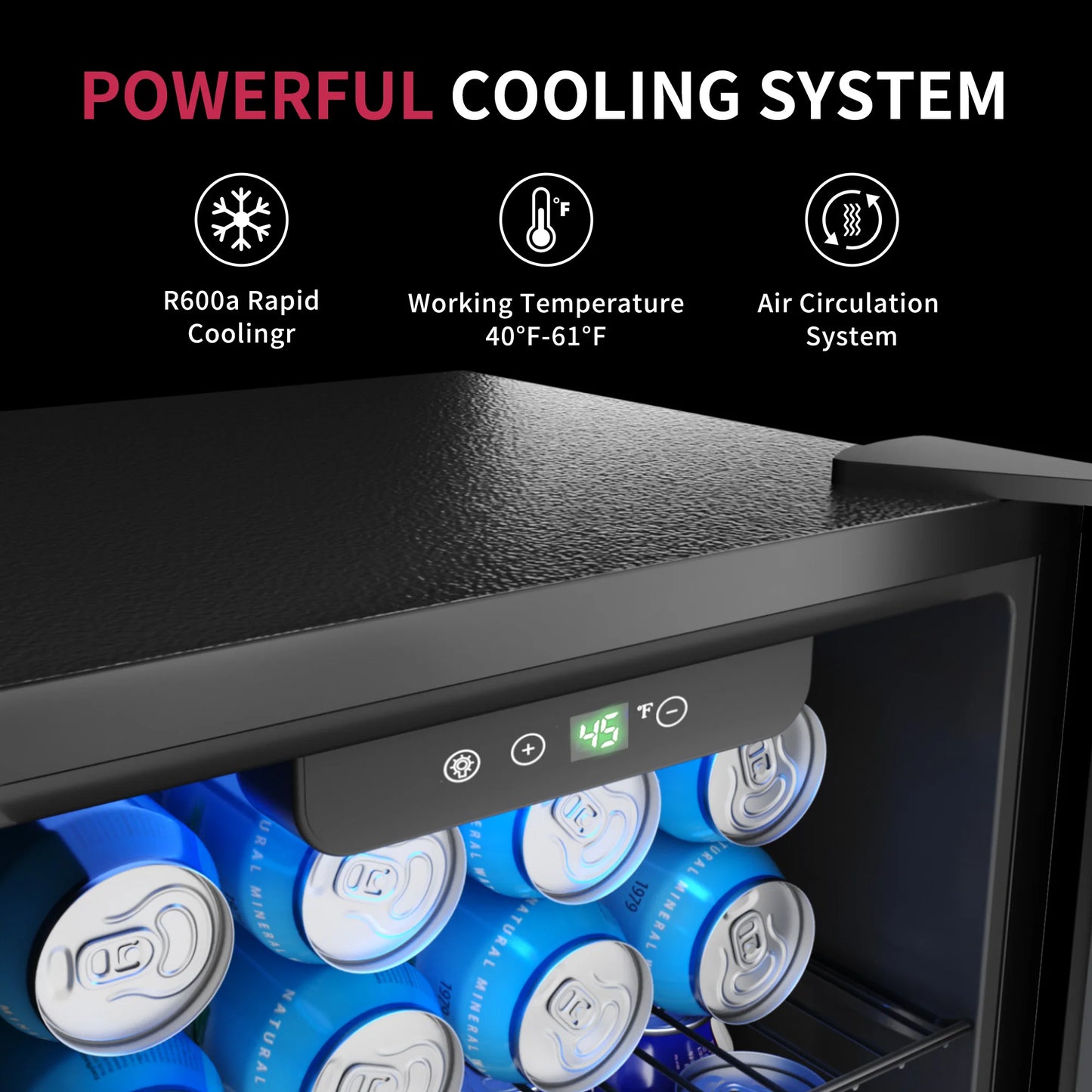 Mini Fridge 1.3 cu ft. 48 Can Beverage Refrigerator Cooler for Beer Drinks Wines Beverage Fridge with Adjustable Shelves