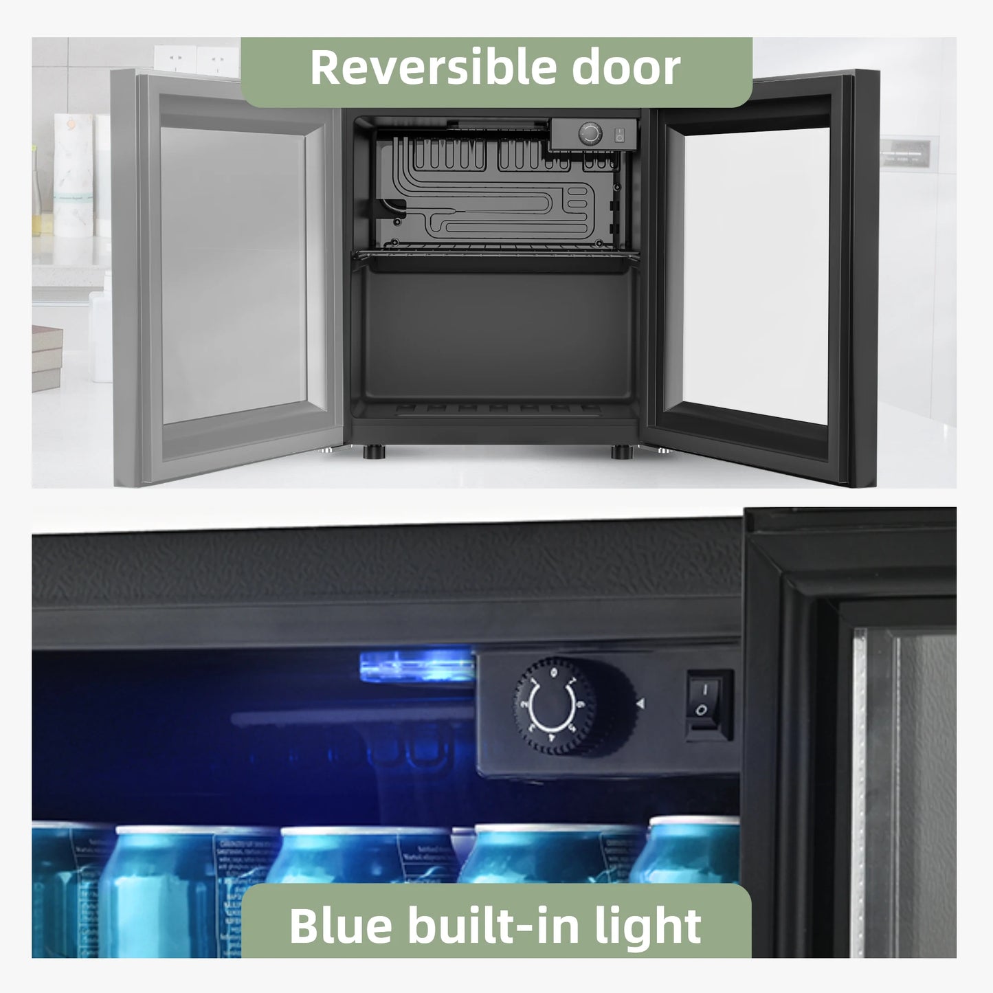 Mini Fridge 1.3 cu ft. 48 Can Beverage Refrigerator Cooler for Beer Drinks Wines Beverage Fridge with Adjustable Shelves