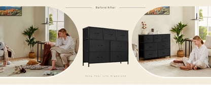 Dresser For Bedroom With 7 Fabric Drawers Organizer Storage Closet