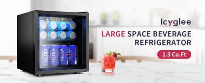 Mini Fridge 1.3 cu ft. 48 Can Beverage Refrigerator Cooler for Beer Drinks Wines Beverage Fridge with Adjustable Shelves