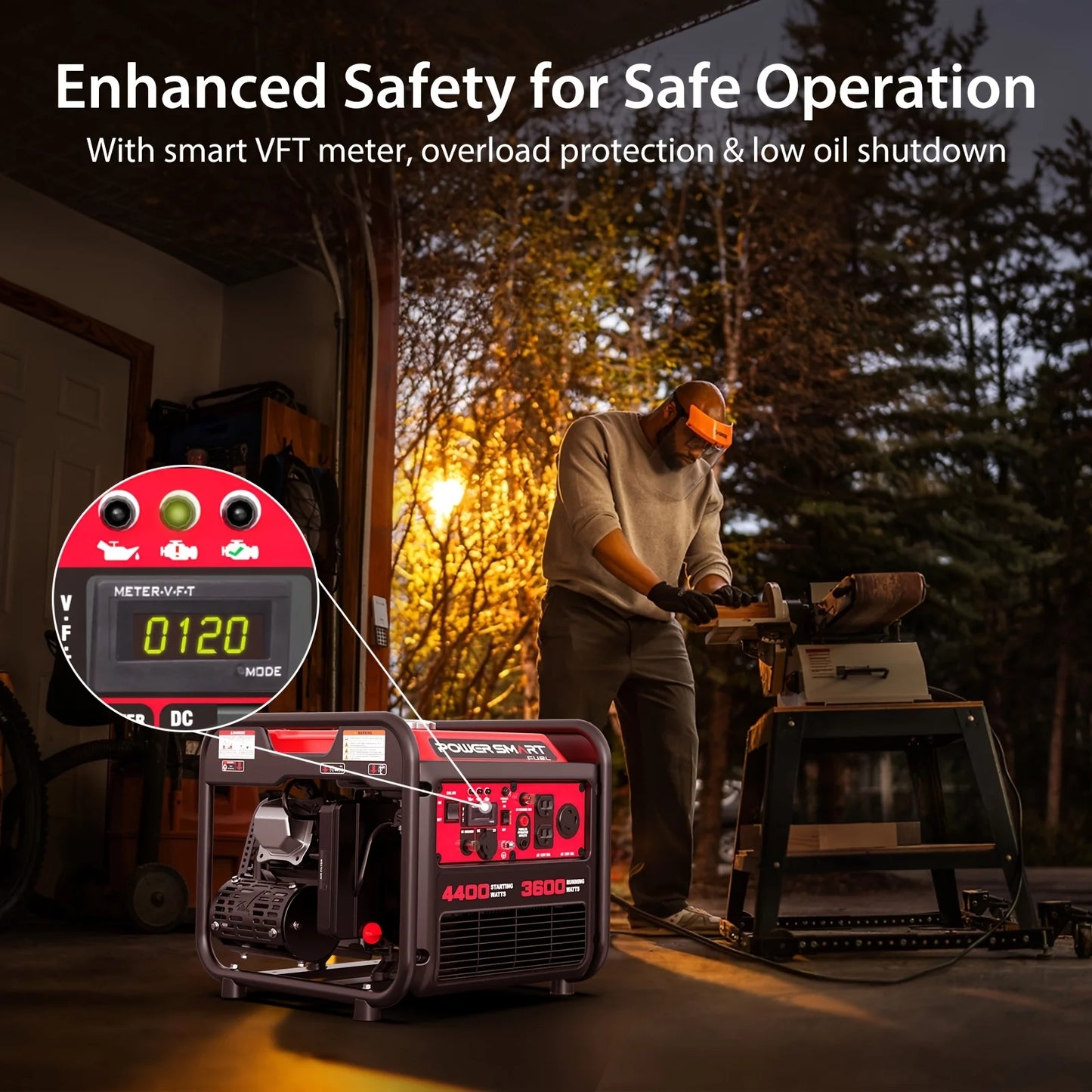 4400W Portable Generator with Inverter Technology, RV Ready 30A Outlet, Gas Powered, Lightweight & Quiet for Home Use