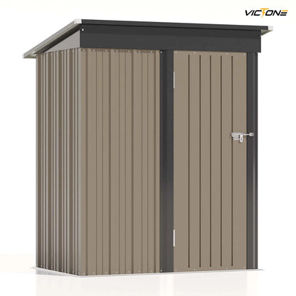 5x3 FT Outdoor Storage Shed, Tool Shed with Sloping Roof and Lockable Door, Metal Shed for Backyard Garden Patio Lawn