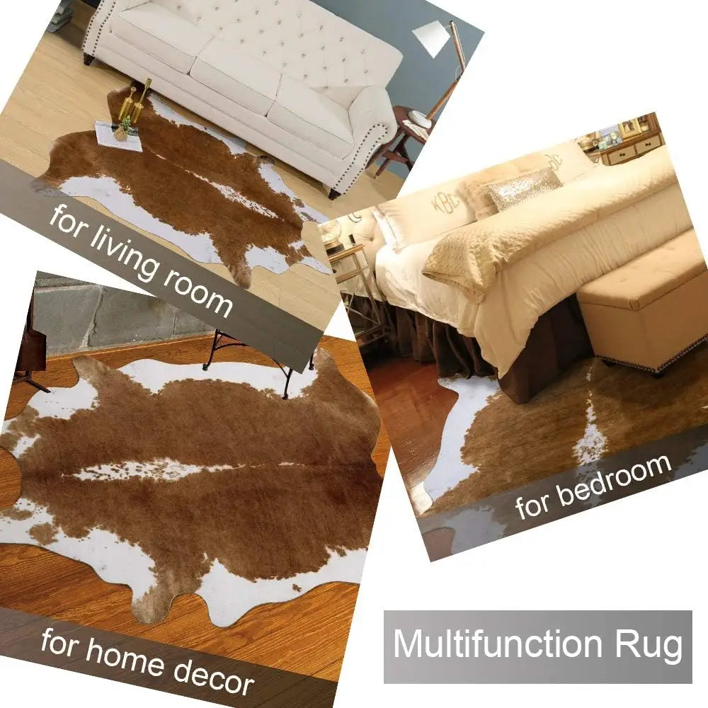 Faux Fur Animal Cow Hide Carpet ,Sturdy and Large Size Cow Print Rugs, Suitable for Bedroom Living Room Western Style