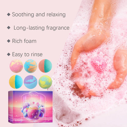 6pcs Bubble Bath Bomb Ball Exfoliating Body Nourish Skin Relieve Fatigue Stress Anxiety Clean Pores Body Bath Bomb Set