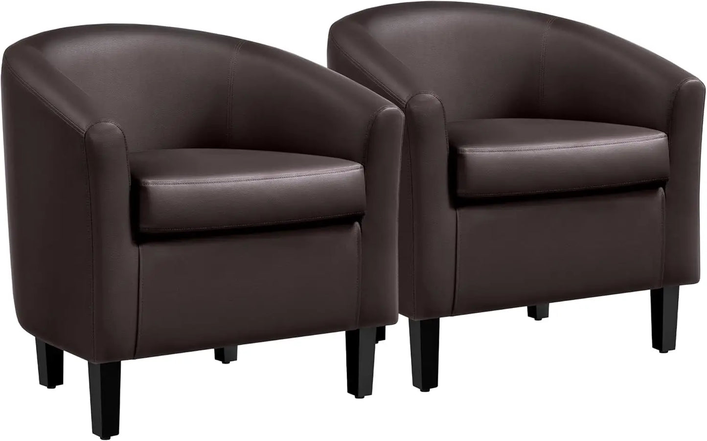 Accent Chairs Set of 2, Faux Leather Barrel Chairs