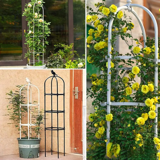 6ft Garden Obelisk Trellis for Climbing Plants-Rustproof Metal Pipe with Heavy Duty Plastic Coated