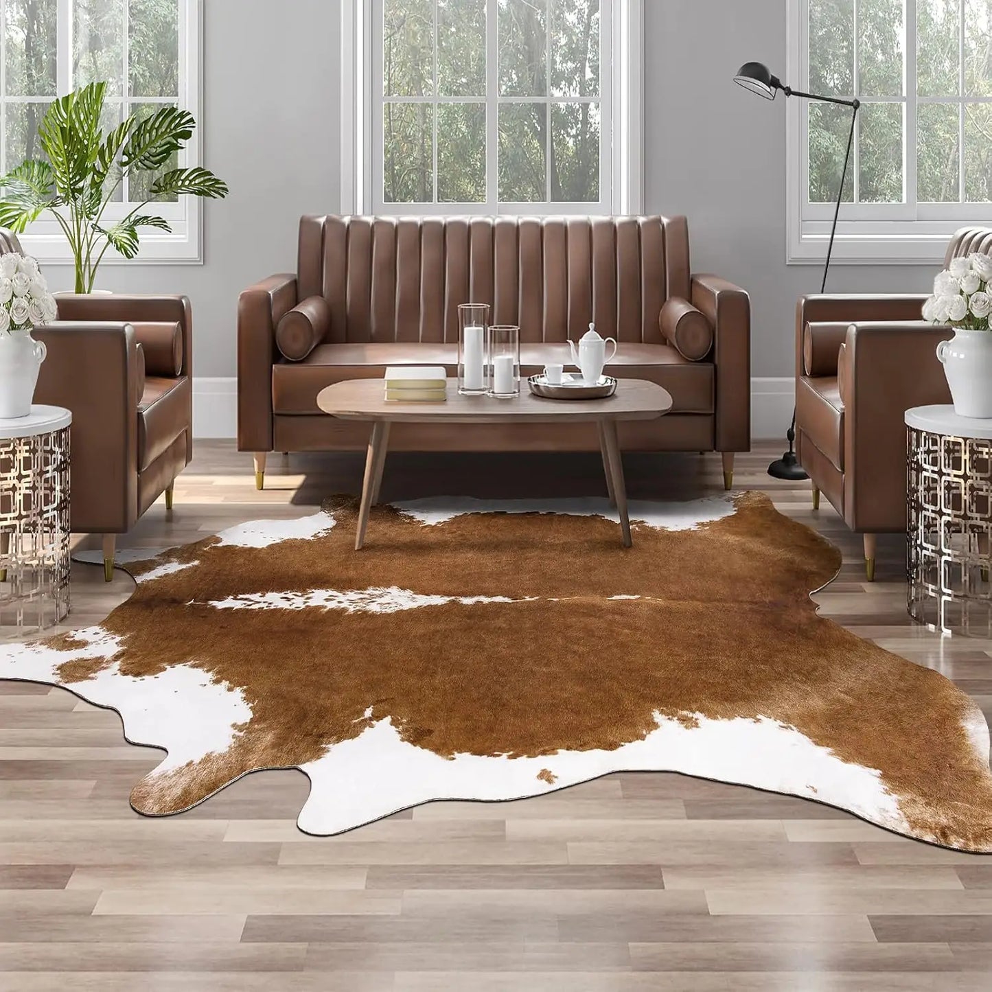 Faux Fur Animal Cow Hide Carpet ,Sturdy and Large Size Cow Print Rugs, Suitable for Bedroom Living Room Western Style