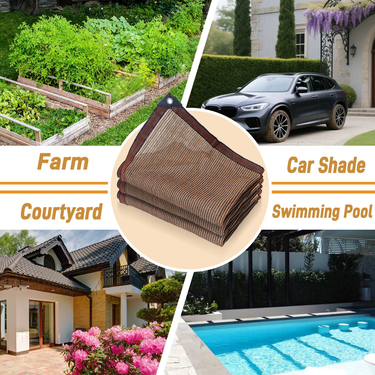 1 Pack 2×4M Garden Sunshade Cloth, Brown Sunshade Net for Outdoor Garden Pool Patio