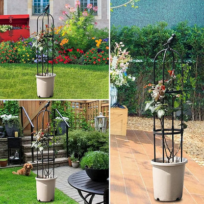 6ft Garden Obelisk Trellis for Climbing Plants-Rustproof Metal Pipe with Heavy Duty Plastic Coated
