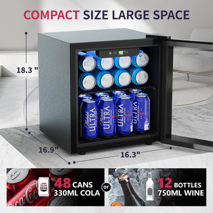 Mini Fridge 1.3 cu ft. 48 Can Beverage Refrigerator Cooler for Beer Drinks Wines Beverage Fridge with Adjustable Shelves