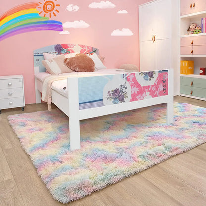 Soft Fluffy Rainbow Rugs for Girls Bedroom
