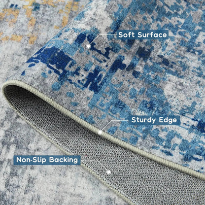 Living Room Area Rugs Soft Large Modern Abstract Area Rug, Vintage Machine Washable Non Slip Carpet , Low Pile Rugs