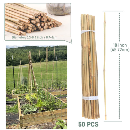 50Pcs / 18 inch Bamboo Plant Stakes for Indoor Outdoor Plants, Garden Plant Support Sticks