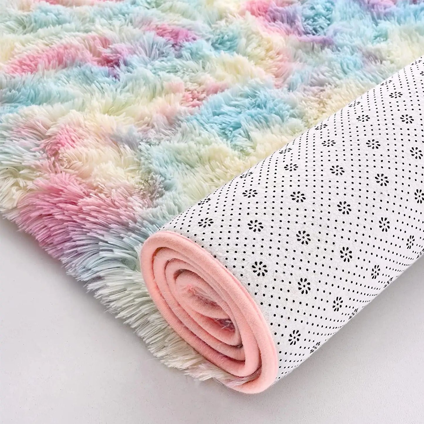 Soft Fluffy Rainbow Rugs for Girls Bedroom