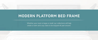 Metal Bed Frame with Upholstered Finely Stitched Headboard, Linen Fabric, Sturdy Foundation, No Box Spring Needed