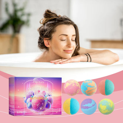 6pcs Bubble Bath Bomb Ball Exfoliating Body Nourish Skin Relieve Fatigue Stress Anxiety Clean Pores Body Bath Bomb Set
