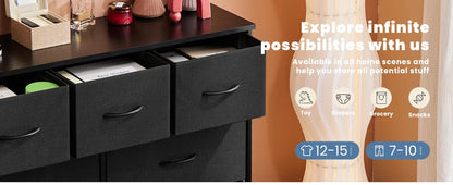 Dresser For Bedroom With 7 Fabric Drawers Organizer Storage Closet