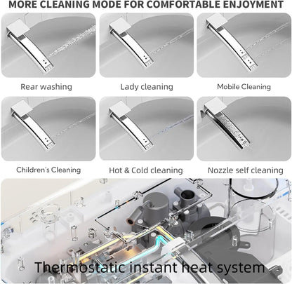 Elongated Smart Toilet with Bidet Built in, Foam Dispenser, Instant Warm Water, One-Piece Toilet with Dual Auto Flush in 1.28GPF