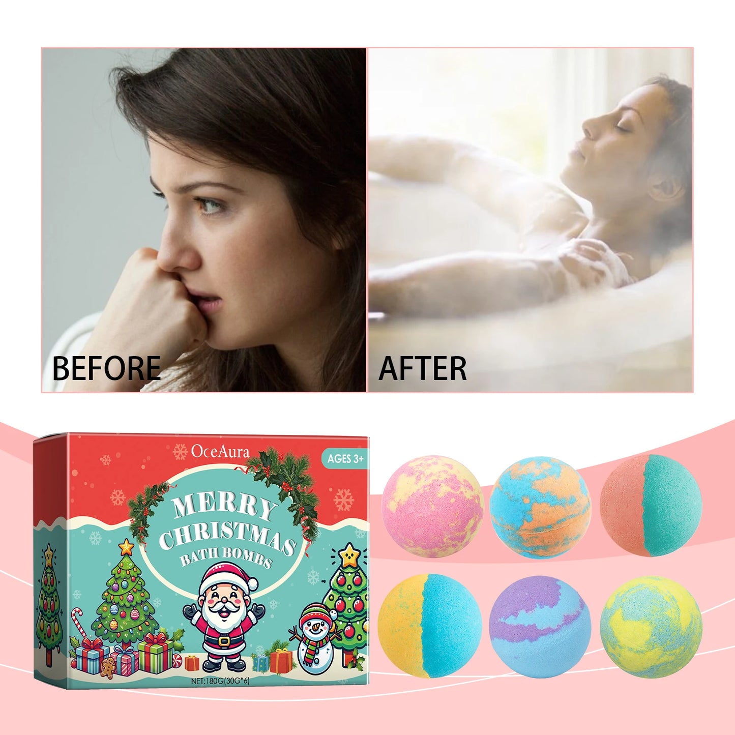  6pcs Fragrance Bath Bombs Nourish Moisturizing Skin Stress Relief 