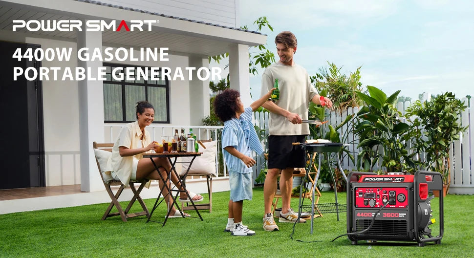 4400W Portable Generator with Inverter Technology, RV Ready 30A Outlet, Gas Powered, Lightweight & Quiet for Home Use