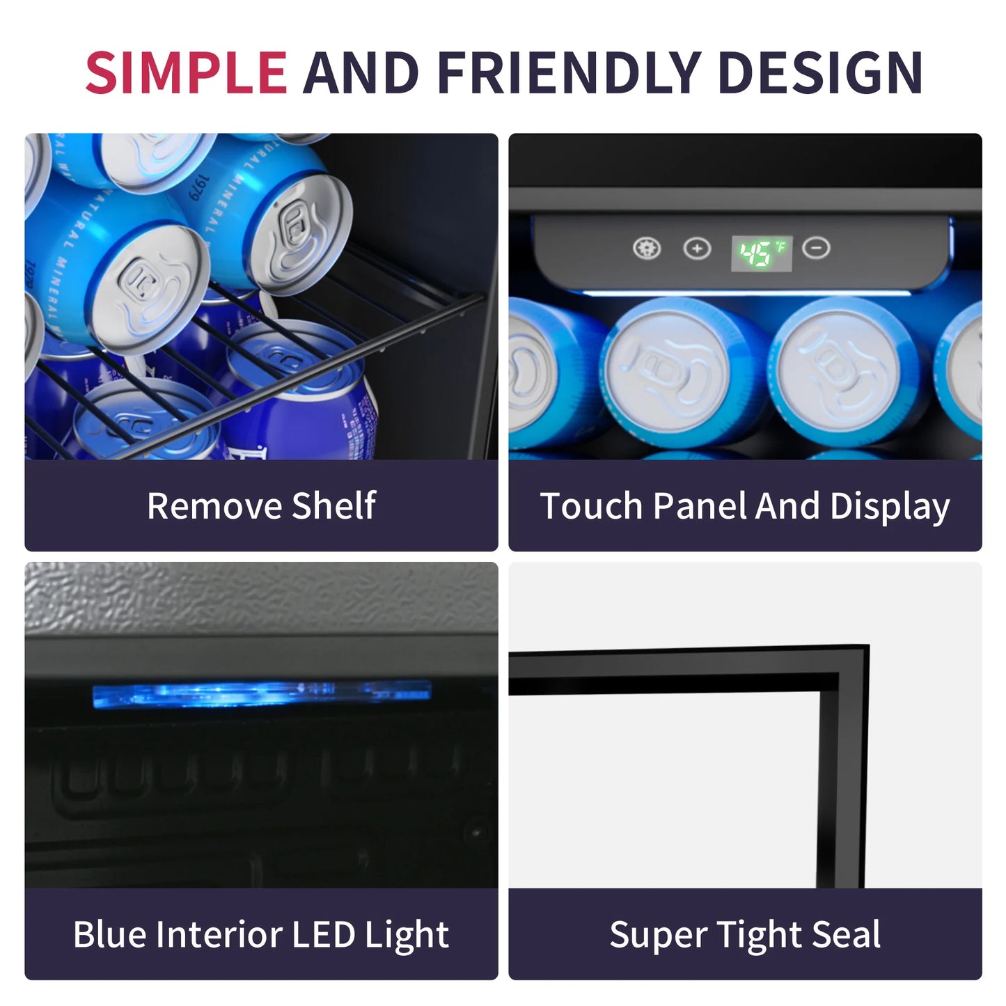 Mini Fridge 1.3 cu ft. 48 Can Beverage Refrigerator Cooler for Beer Drinks Wines Beverage Fridge with Adjustable Shelves