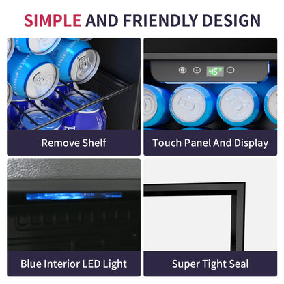 Mini Fridge 1.3 cu ft. 48 Can Beverage Refrigerator Cooler for Beer Drinks Wines Beverage Fridge with Adjustable Shelves