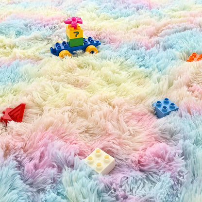Soft Fluffy Rainbow Rugs for Girls Bedroom