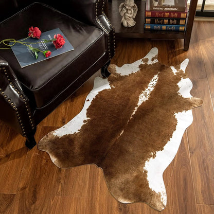 Faux Fur Animal Cow Hide Carpet ,Sturdy and Large Size Cow Print Rugs, Suitable for Bedroom Living Room Western Style