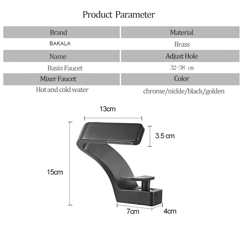 Bathroom Deck Mounted Basin Faucet Black Sink Tap Single Hole Water Tap Hot and Cold Mixer Faucet