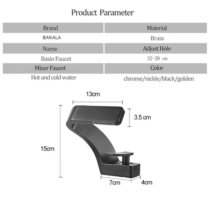 Bathroom Deck Mounted Basin Faucet Black Sink Tap Single Hole Water Tap Hot and Cold Mixer Faucet