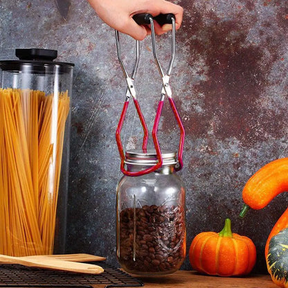 4PCS Canning Jar lifter with Grip Handle Stainless Steel Can Lifter Tongs Jar Clip Mason Jar Glass Lifter Canning Tool Kit