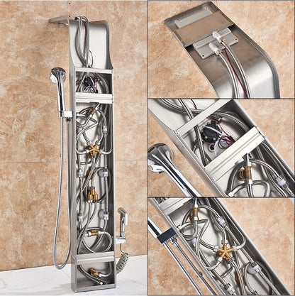 LED Bathroom Shower Panel 6 Modes Intelligent LCD Shower Column Rose Gold Rain Waterfall Bath Systems With Massage Jet Mixer Tap