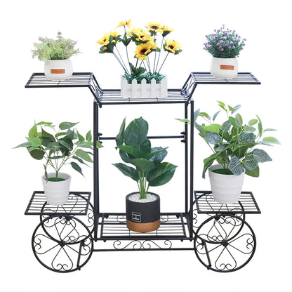 Large Metal Plant Stand Indoor 6 Tier Garden Cart Plant Holder Wrought Iron Plants Display Shelf Rack