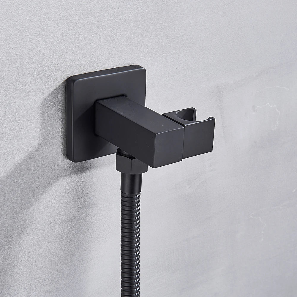 Black Shower Faucets System Bathroom Wall Mounted Rainfall Shower Kit Concealed Embedded Box Hot Cold Water Mixer Tap SUS304