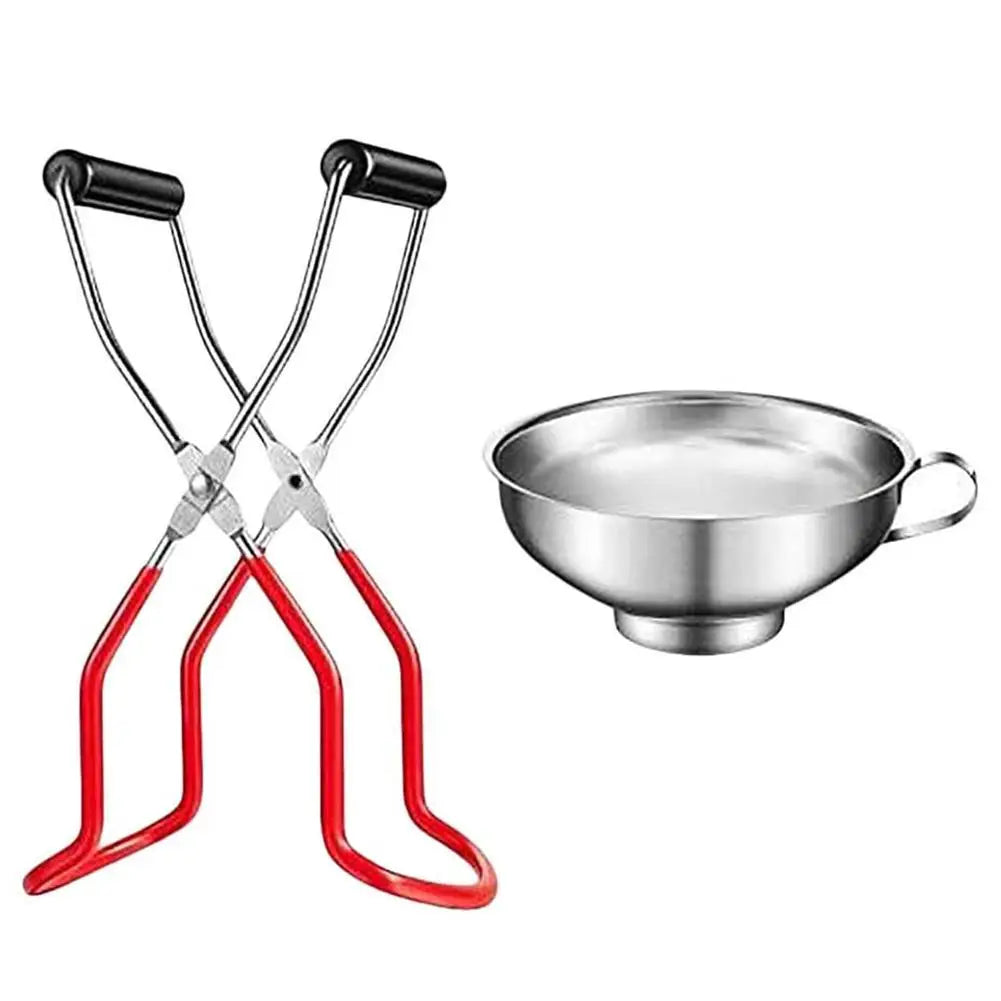 4PCS Canning Jar lifter with Grip Handle Stainless Steel Can Lifter Tongs Jar Clip Mason Jar Glass Lifter Canning Tool Kit