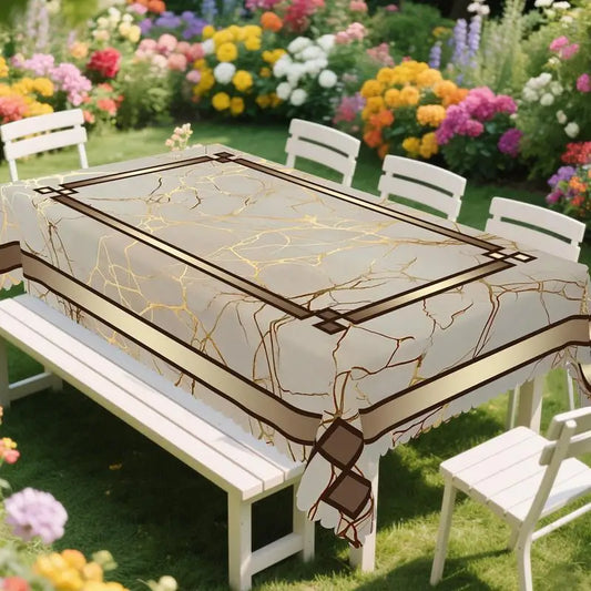 Marble themed tablecloth, rectangular and round marble stripe pattern design, Christmas decoration tablecloth.